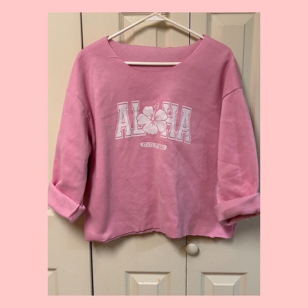 SHEIN Pink Aloha Sweatshirt